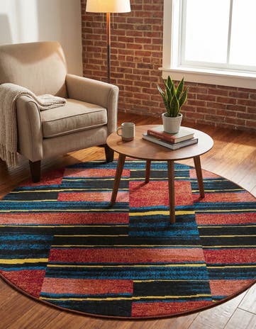 4' x 4' Easy-Clean Modern Indoor / Outdoor Round Rug