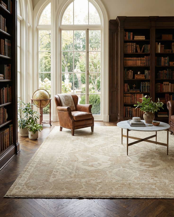 Detail image of 8' 5 x 10' 5 Hand Knotted Oushak Wool Rug