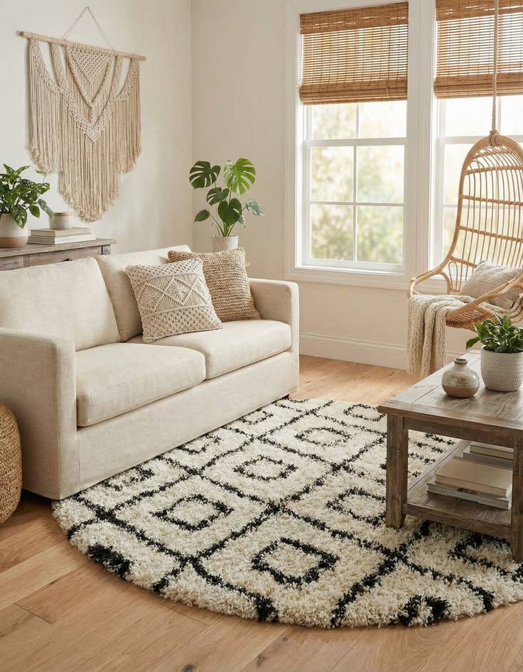 Detail image of 6' x 6' Trellis Shag Round Rug