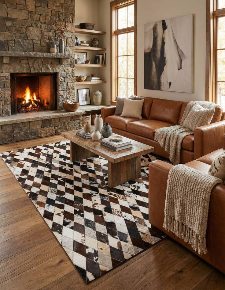 Detail image of 5' 8 x 7' 11 Cowhide Stocks Rug