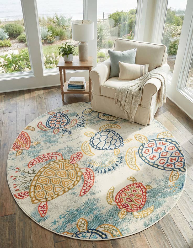 Detail image of 7' 1 x 7' 1  Washable Capri Round Rug