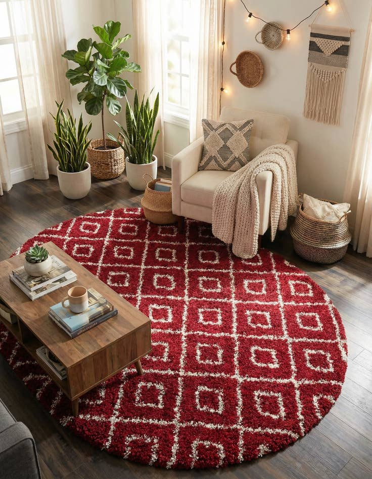 Detail image of 7' 10 x 10' Trellis Shag Oval Rug