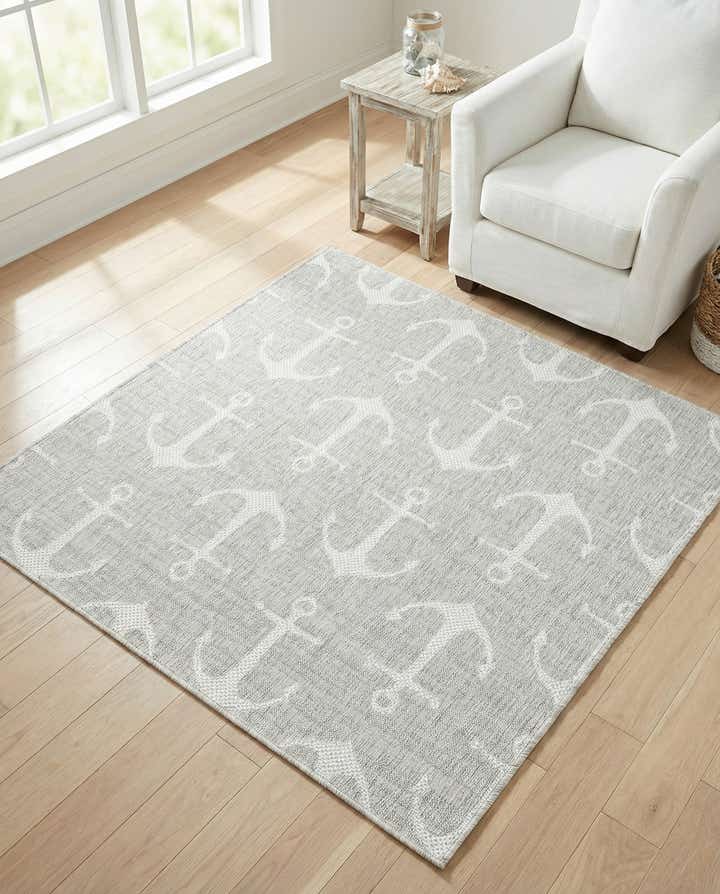 5' 3 x 5' 3 Easy-Clean Coastal Indoor / Outdoor Square Rug