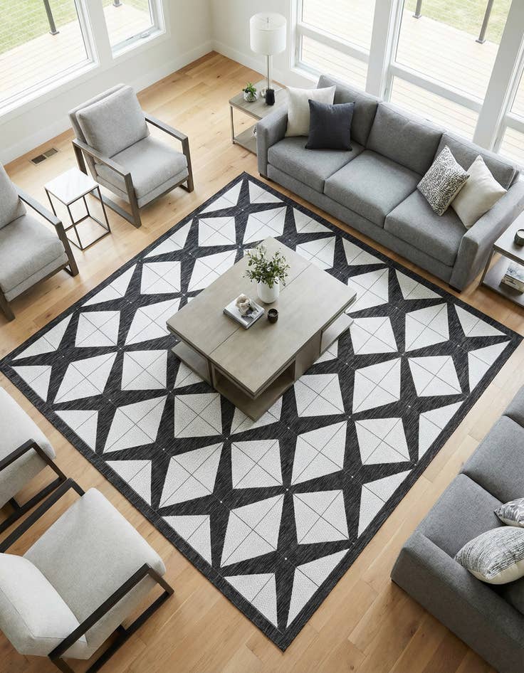 Detail image of 10' x 10'  Washable Modern Indoor / Outdoor Square Rug