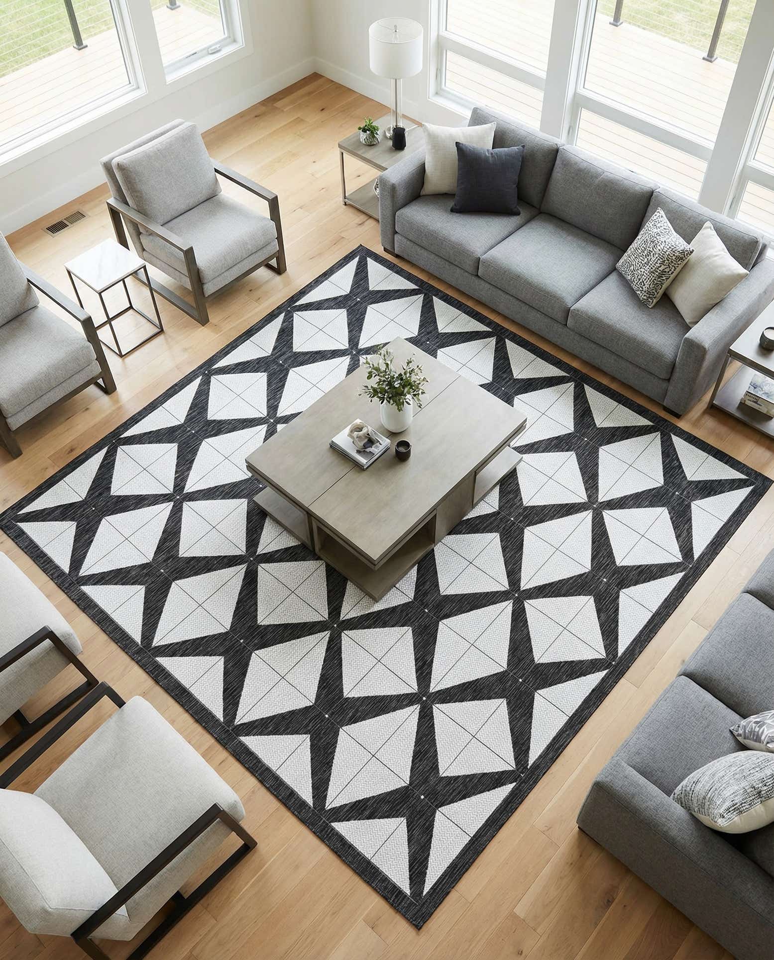 10' x 10' Easy-Clean Modern Indoor / Outdoor Square Rug