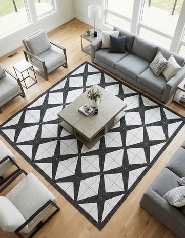 10' x 10' Easy-Clean Modern Indoor / Outdoor Square Rug