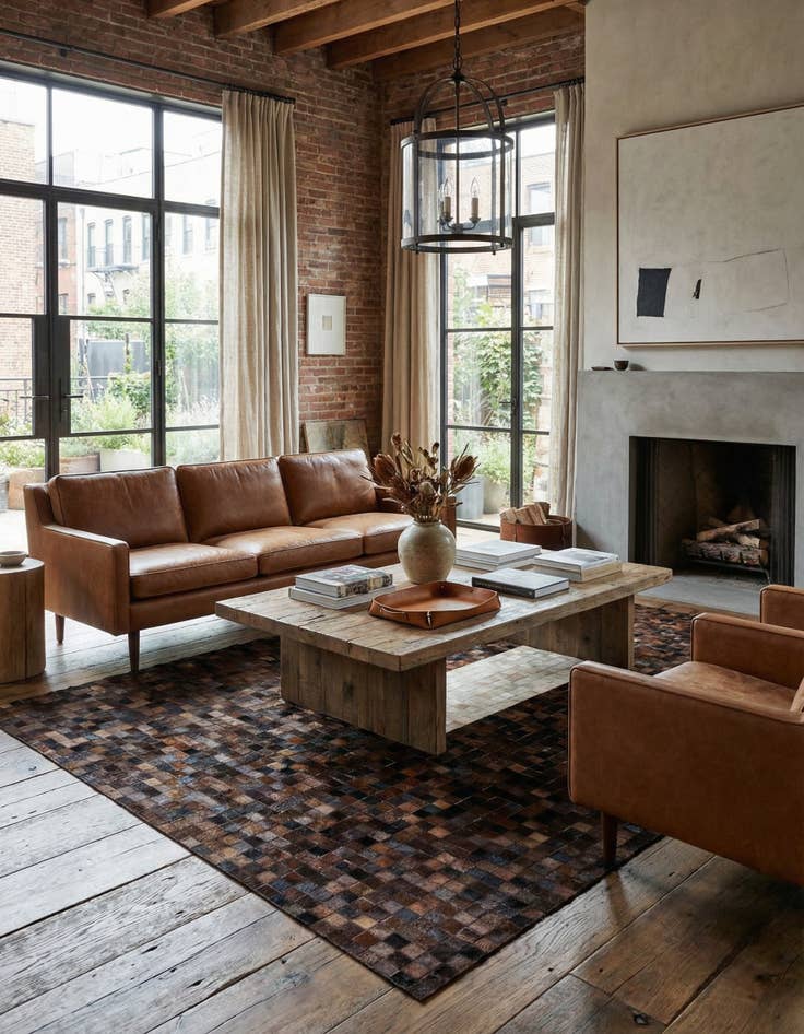 Detail image of 5' 1 x 8' Cowhide Stocks Rug