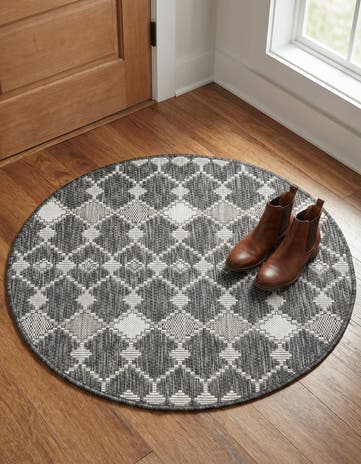 3' x 3' Easy-Clean Lattice Indoor / Outdoor Round Rug