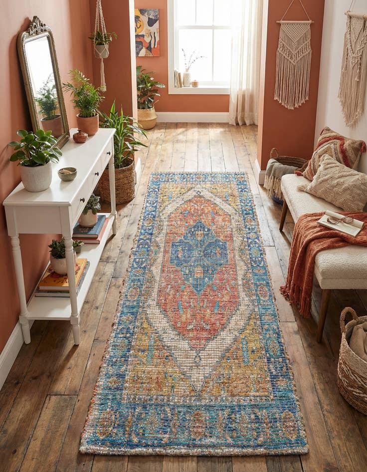 Detail image of 2' 2 x 6' 1  Hand Woven Chenille Jute Runner Rug