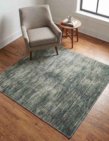 Green Asha Square Rug