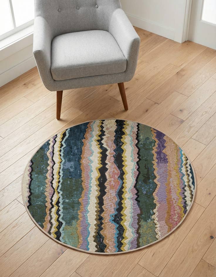 Detail image of 3' x 3' Easy-Clean Modern Indoor / Outdoor Round Rug