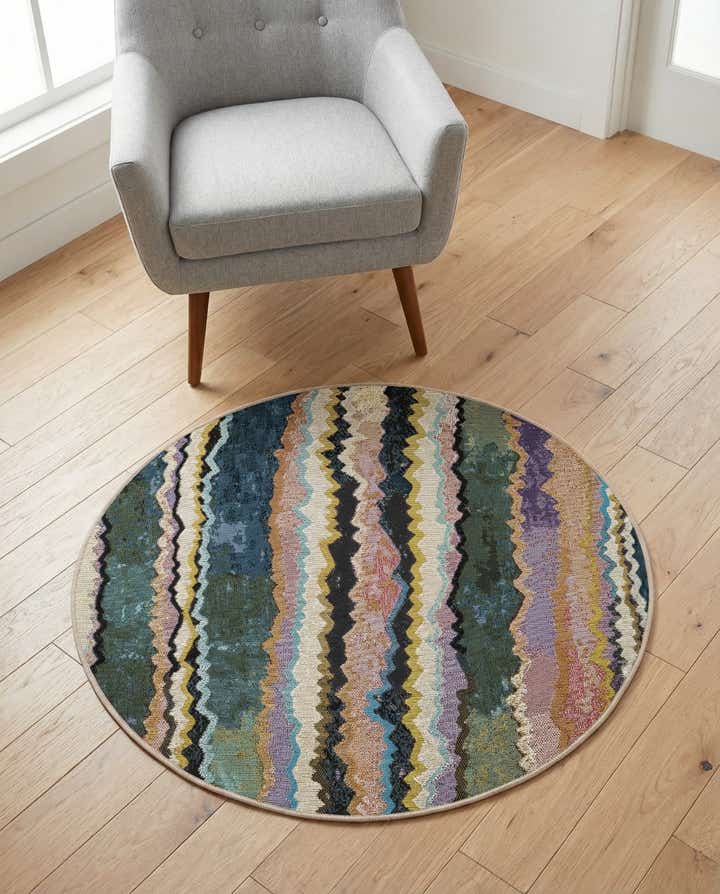 3' x 3' Easy-Clean Modern Indoor / Outdoor Round Rug