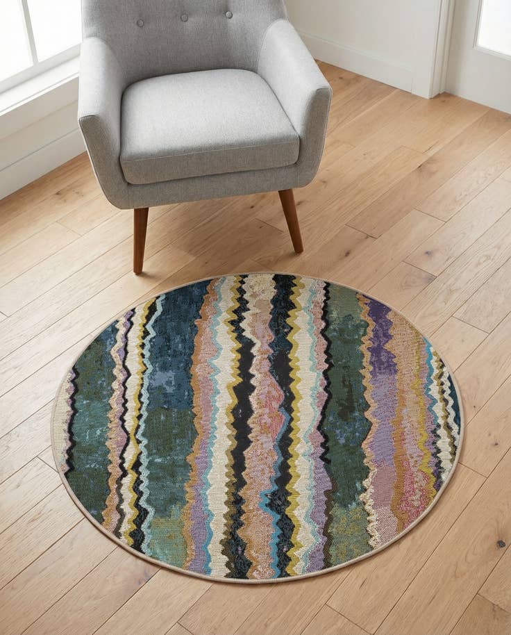 Detail image of 3' x 3' Easy-Clean Modern Indoor / Outdoor Round Rug