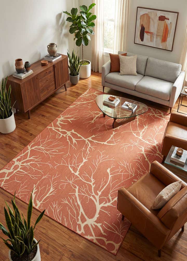 8' x 11' 4 Easy-Clean Botanical Indoor / Outdoor Rug