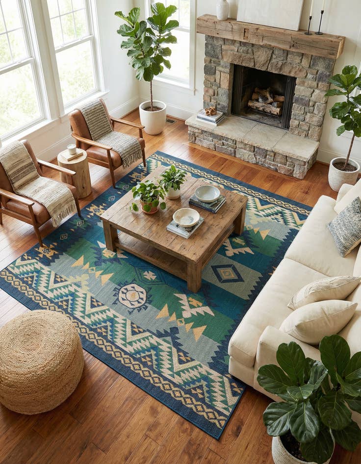Detail image of 10' x 10' Easy-Clean Baja Indoor / Outdoor Square Rug