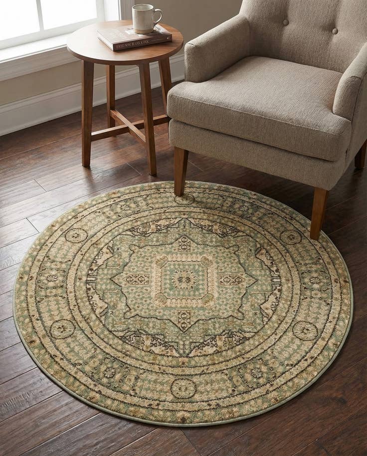 Detailfoto van 95cm x 95cm Mamluk Rond Vloerkleed