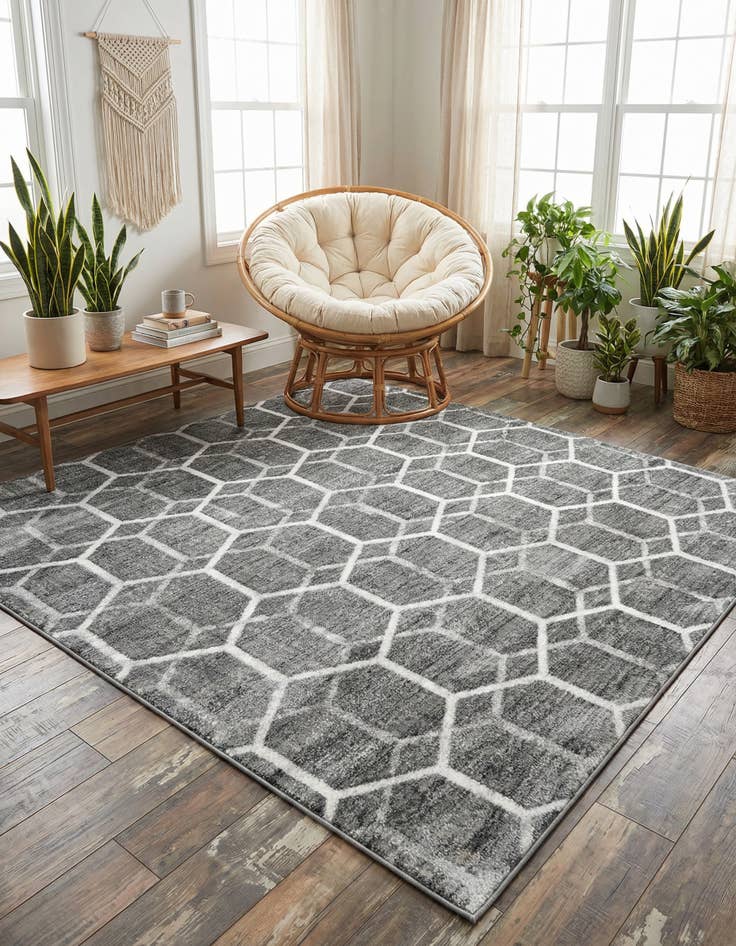 Detail image of 7' x 7' Lattice Trellis Square Rug