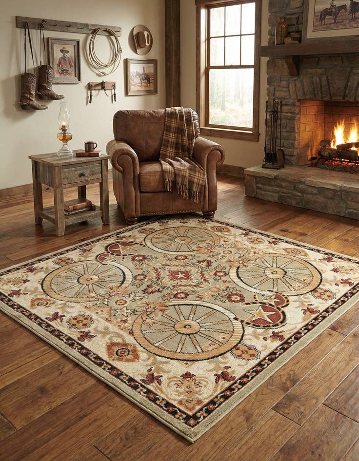 Detail image of 5' 3 x 5' 3 Pioneer Square Rug