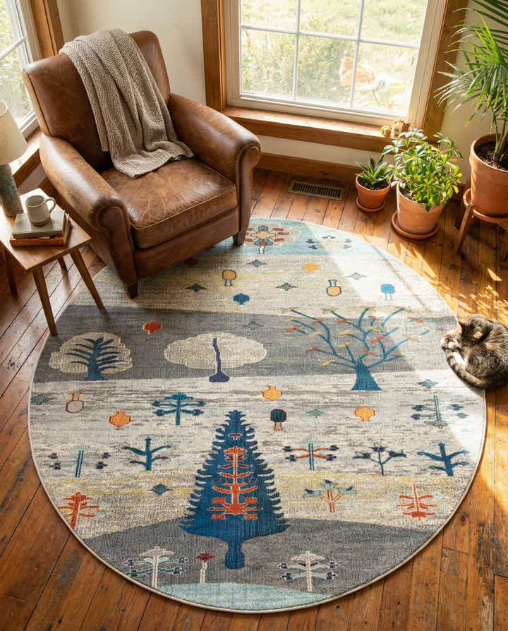 7' x 7' Washable Vivid Round Rug