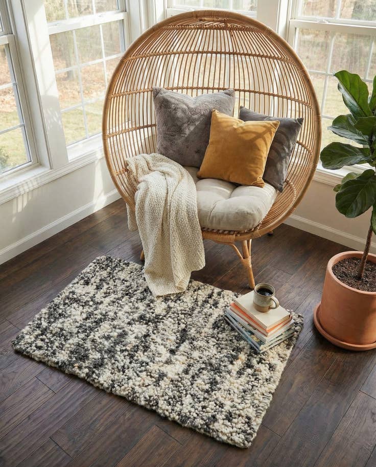 Detail image of 2' x 3' 1 Hand Woven Haka Deluxe Shag Rug