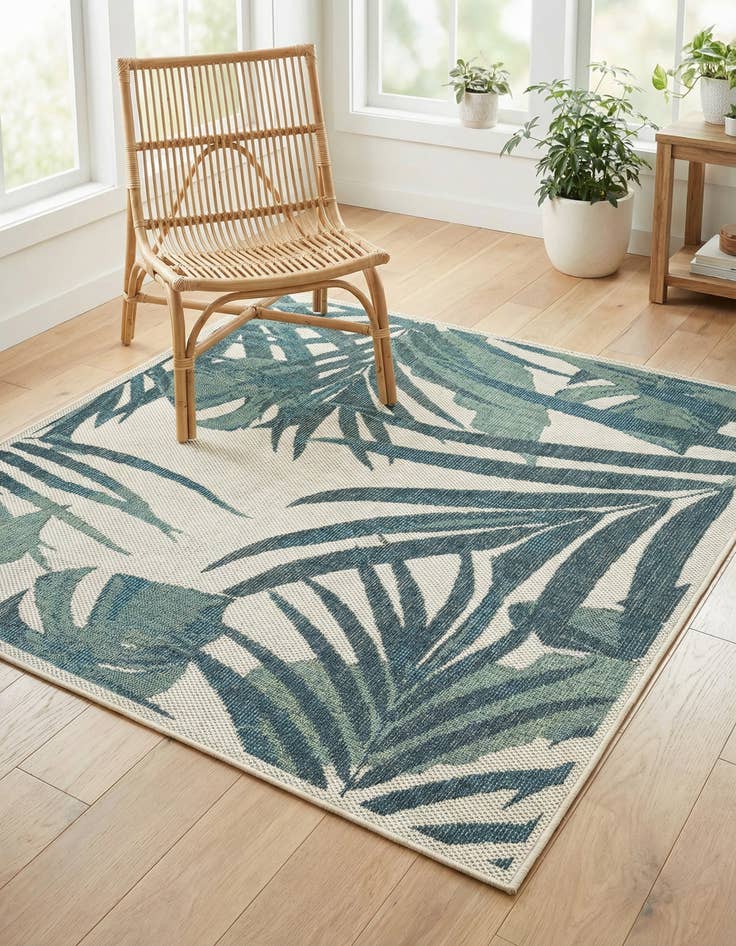 Detail image of 5' 3 x 5' 3  Washable Baja Indoor / Outdoor Square Rug