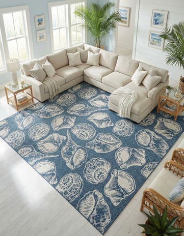 13' x 13' Easy-Clean Coastal Indoor / Outdoor Square Rug