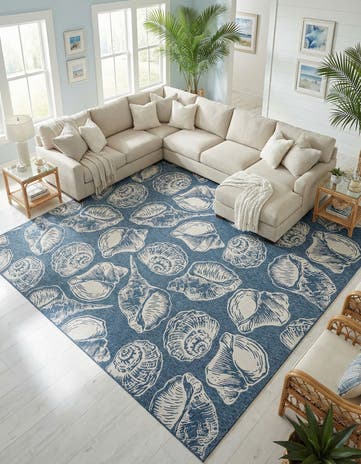 13' x 13' Easy-Clean Coastal Indoor / Outdoor Square Rug