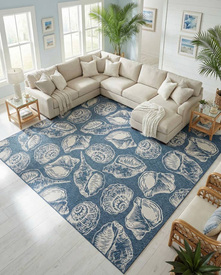 Detail image of 13' x 13' Easy-Clean Coastal Indoor / Outdoor Square Rug