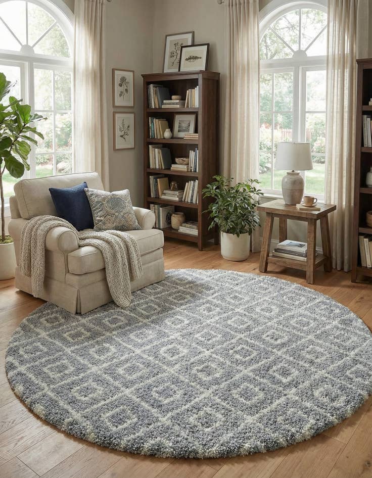 Detail image of 10' x 10' Trellis Shag Round Rug