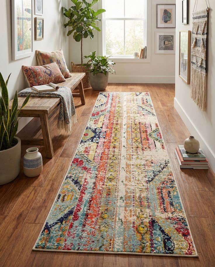 Detailansicht von 80cm x 365cm Waschbar Santa Fe Läufer Teppich