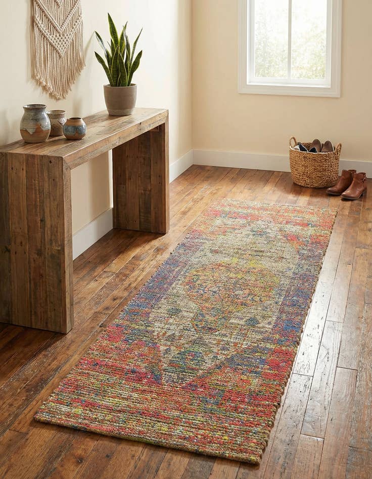 Detail image of 2' 2 x 6' 1  Hand Woven Chenille Jute Runner Rug