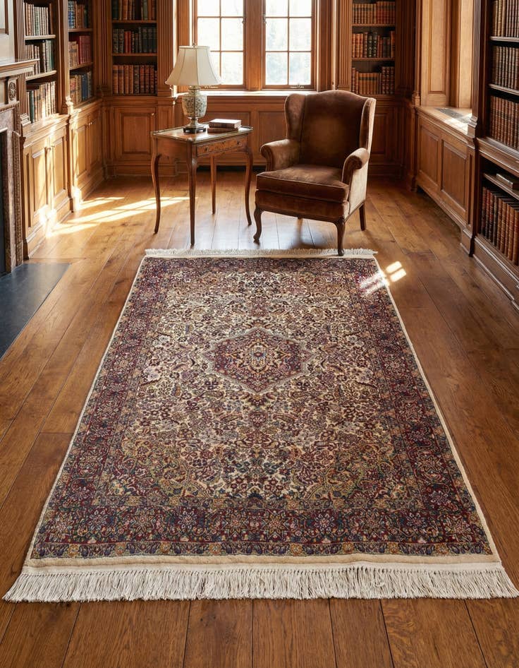 Detail image of 4' 2 x 5' 10 Hand Knotted Kashmir Wool Rug