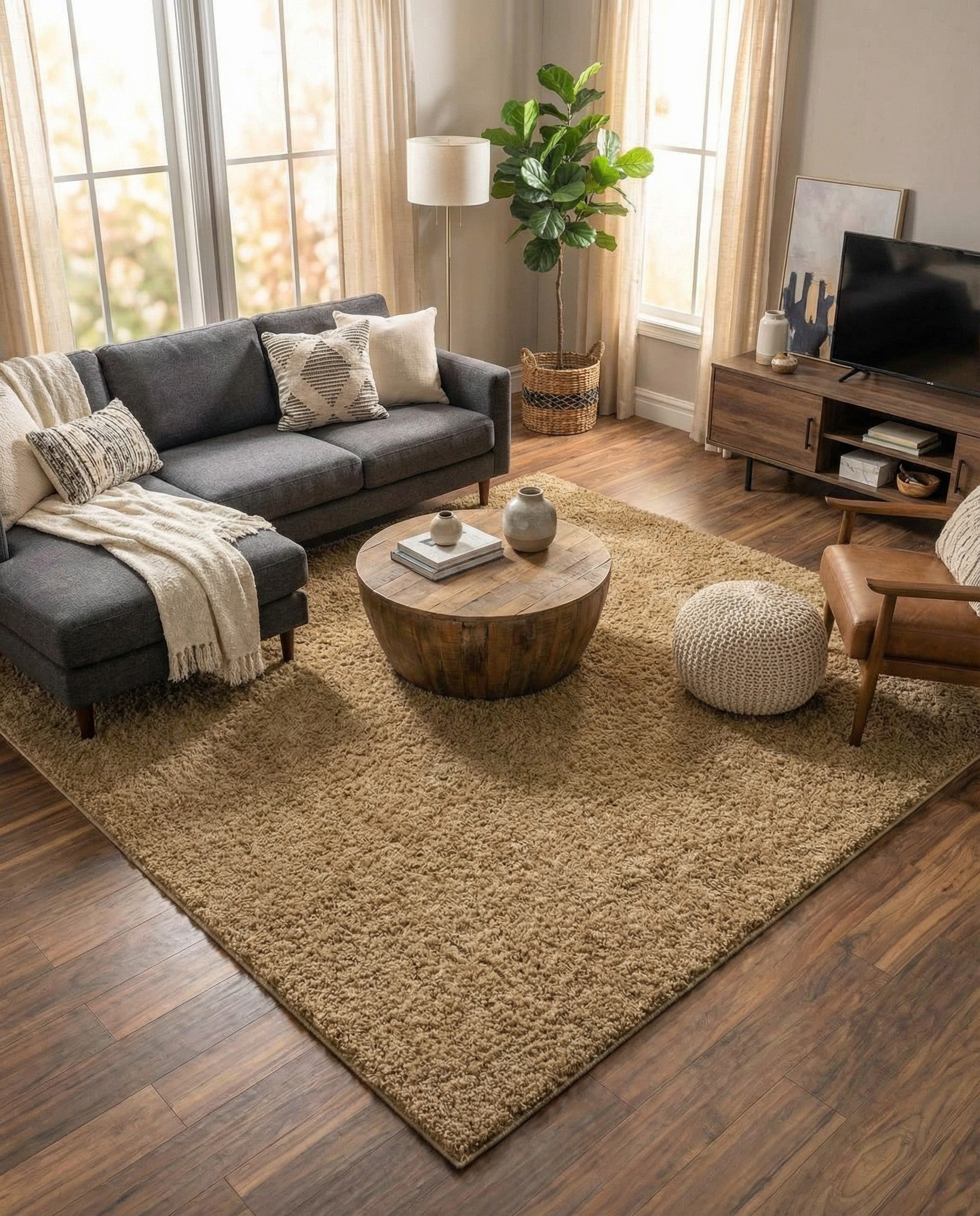 8' x 8' Soft Solid Shag Square Rug