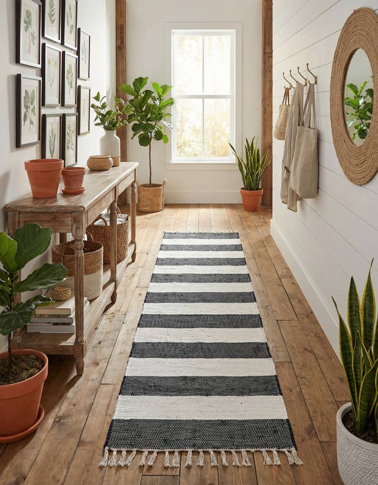 Detail image of 2' 2 x 10'  Hand Woven Chindi Rag Runner Rug