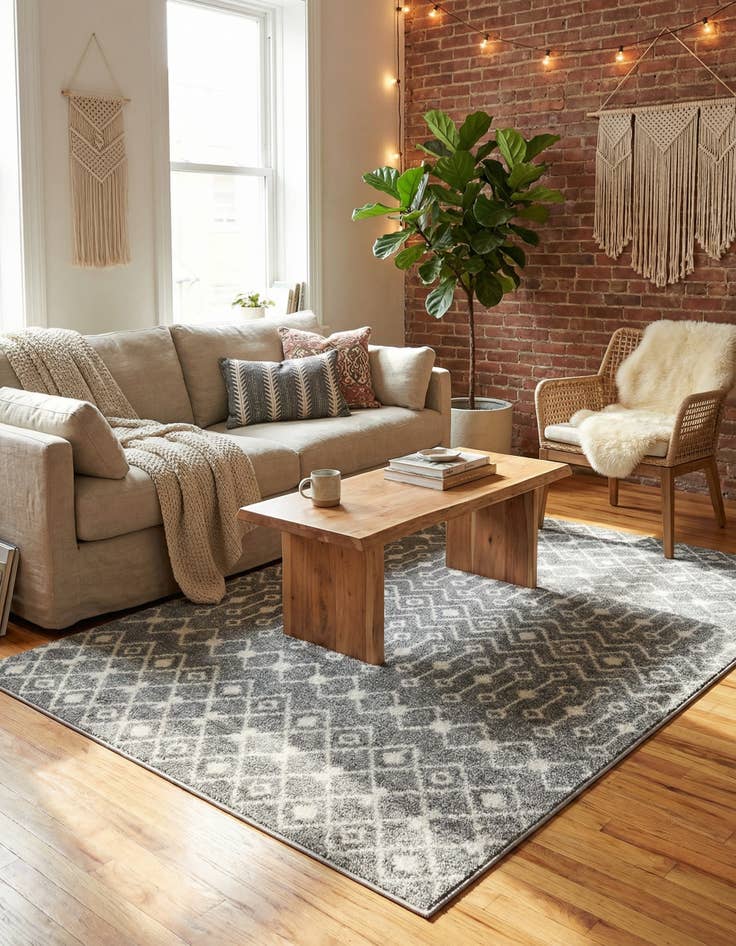 Detail image of 4' x 6' Moroccan Trellis Rug