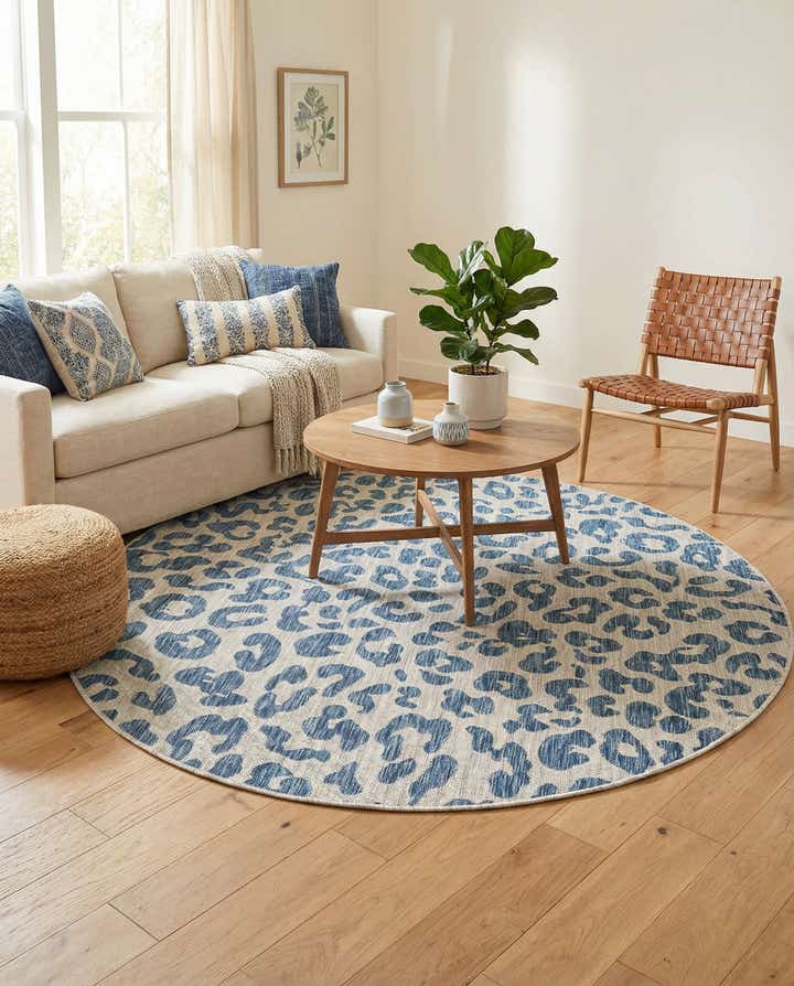 6' x 6' Easy-Clean Safari Indoor / Outdoor Round Rug