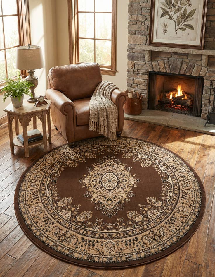 Detail image of 6' x 6' Mashad Design Round Rug