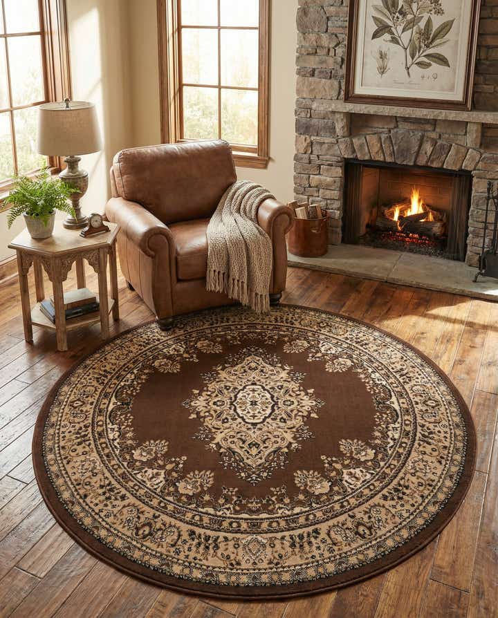 185cm x 185cm Mashad Design Rond Vloerkleed
