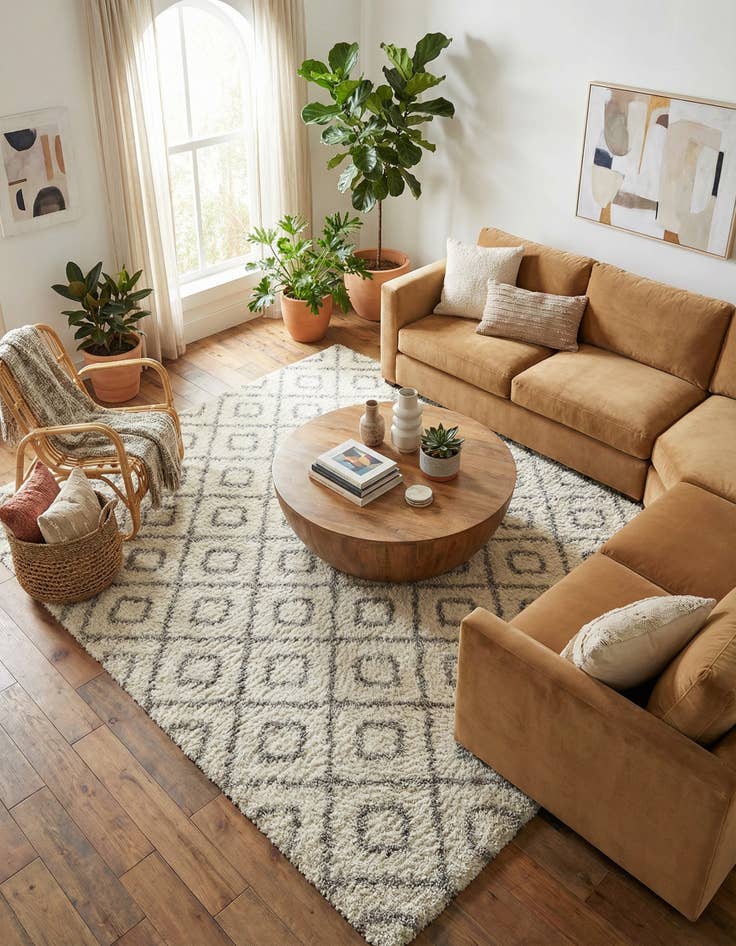 Detail image of 10' x 10' Lattice Shag Square Rug