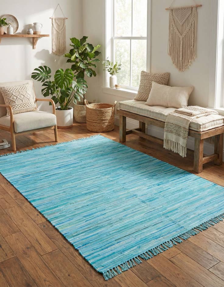 Detail image of 8' x 10' Hand Woven Chindi Cotton Rug