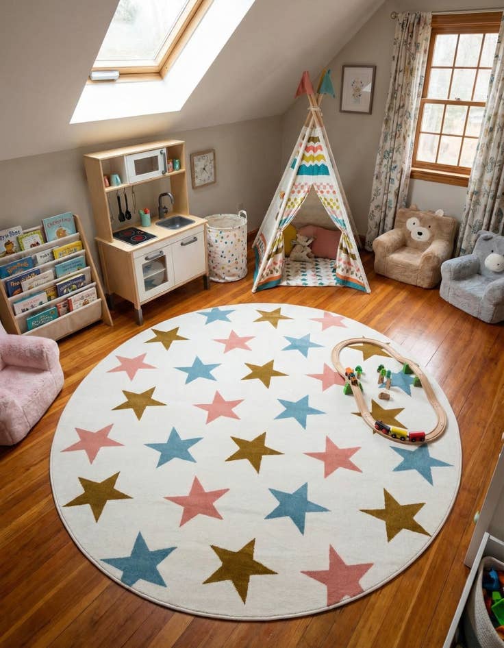 Detail image of 7' 10 x 7' 10 Whimsy Kids Round Rug