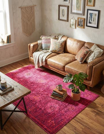 Magenta Washable Fleur Rug