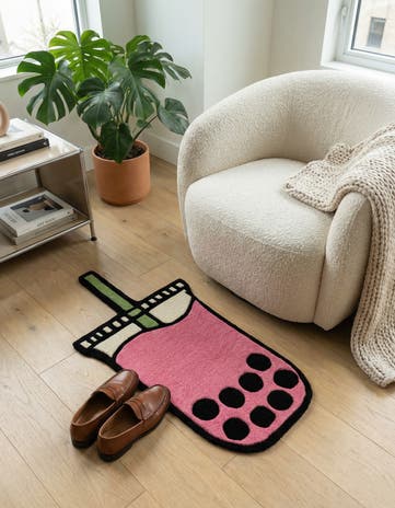 1' 7 x 3' 1 Happy Rugs Boba Tea Wool Freeform
