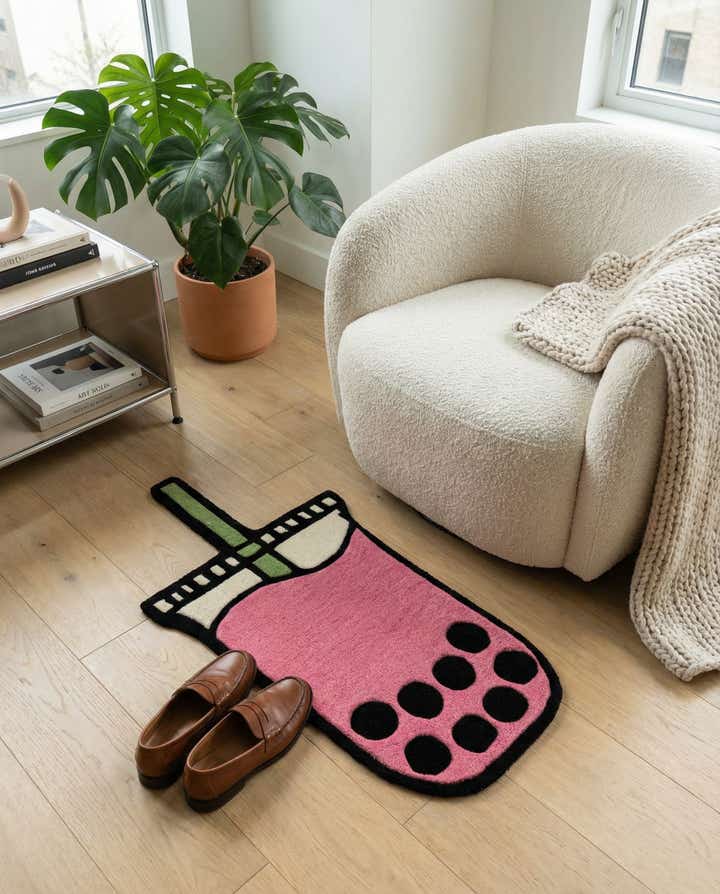 1' 7 x 3' 1 Happy Rugs Boba Tea Wool Freeform