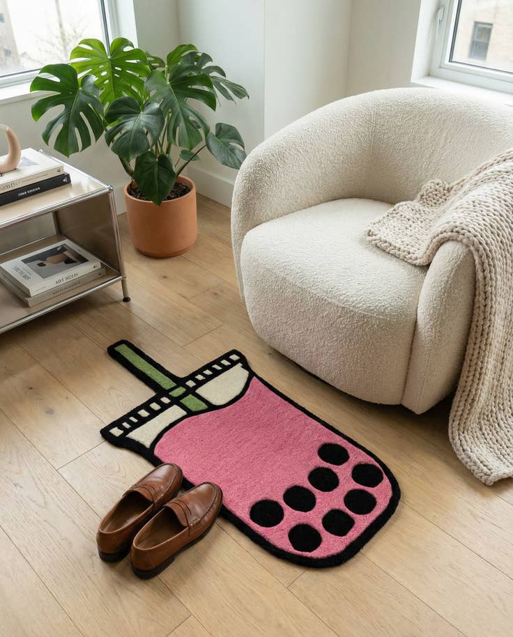 Detail image of 1' 7 x 3' 1 Happy Rugs Boba Tea Wool Freeform