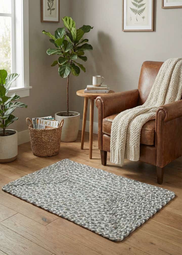 2' x 3' 1 Handmade Braided Chindi Rug