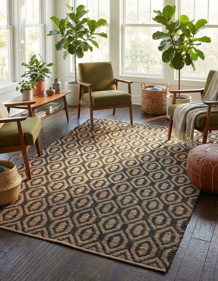 Detail image of 7' 1 x 10'  Hand Woven Chindi Jute Rug