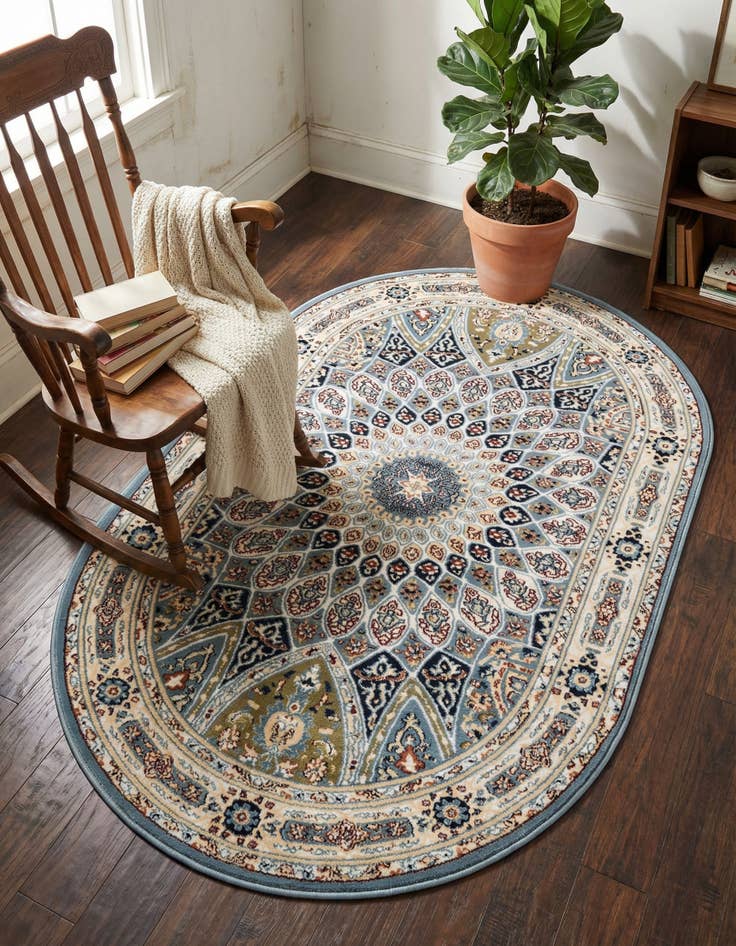 Detail image of 3' 1 x 5' 3 Nain Design Oval Rug