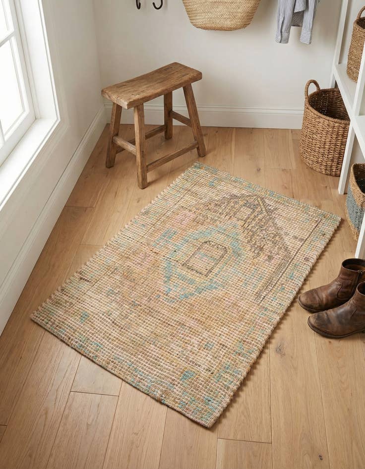 Detail image of 2' x 3' 1  Hand Woven Chenille Jute Rug