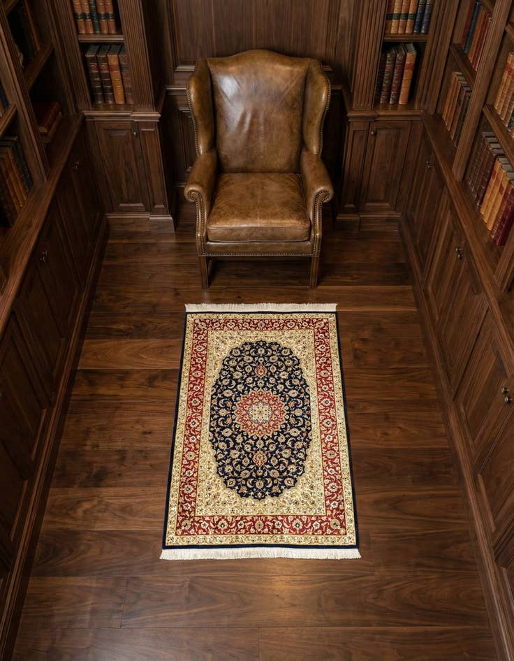 Detail image of 2' 7 x 4' Ghom Silk Rug
